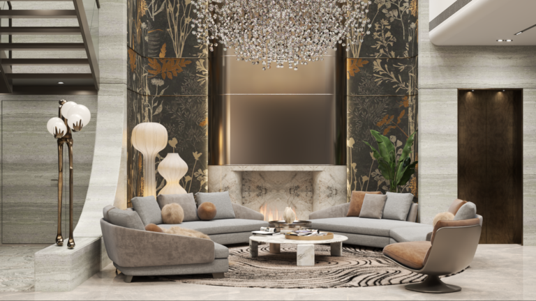 Luxurious living area interior design.